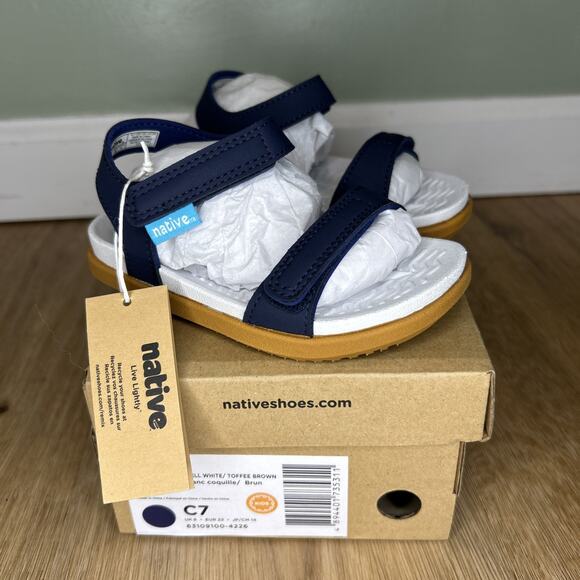 NATIVE TODDLER BOY C7 SANDAL CHARLEY REGETTA BLUE WHITE 62109100-4226 WATERPROOF - Picture 1 of 6